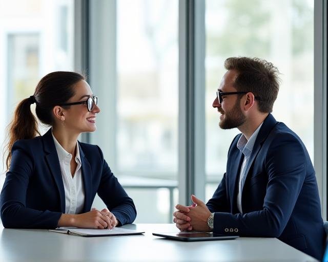One-on-one professional coaching session in a bright office