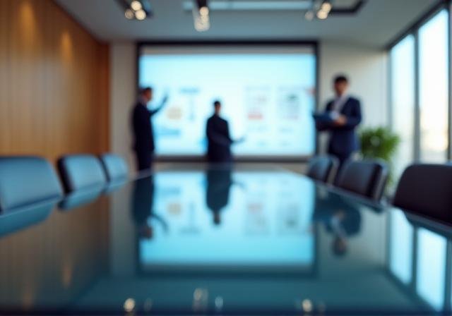 Modern boardroom meeting discussing organizational strategy